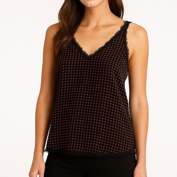 Halogen black and maroon tank blouse M - Picture 1 of 5